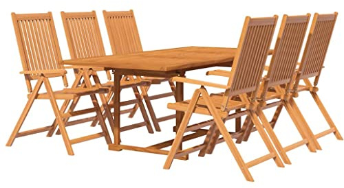 vidaXL 7-TLG. Garten-Essgruppe Massivholz Akazie 150-200 cm