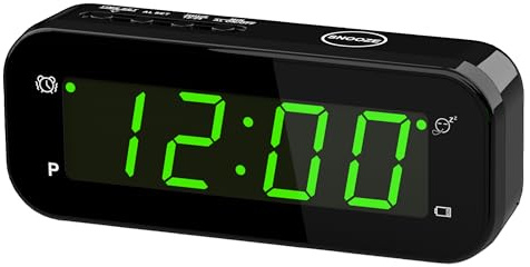 KWANWA Reisewecker LED, 3 Helligk., Snooze, lautlos, Batterie, 12/24H | LED-Wecker mit Temperatur, 3 Helligk., Nachtmodus, Snooze 7min, 60s Alarm, 2xAA（Not included）, Low-Batt.-Indikator