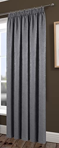BLAKE Blockout Thermal Curtains & Door Curtains In Grey & Latte. 6 Sizes (Grey, 66 x 90 Single Panel DOOR)