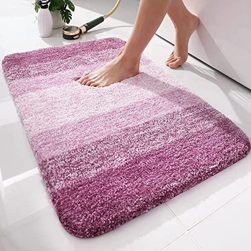 Homaxy Weich Flauschige Badezimmerteppich, Badematte, 51 x 76 cm, Lila | Saugfähig, Rutschfest, Hochflor, Mikrofaser, Dick, Maschinenwaschbar, Für Dusche, Badewanne, Badteppich, Badvorleger