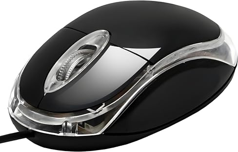 APM Souris Optique Filaire, Coloris Noir, Ambidextre, Rétroéclairage, 800 DPI, 3 Boutons, Compatible avec PC Mac Ordinateur Portable, 100118