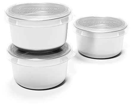 U Konserve Stainless Steel Set of Three Round Food/Condiment/Snack Mini Countainers with Silicone Lids, Leak Proof & Dishwasher Safe (3 oz)