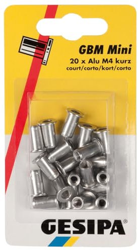 Gesipa Dado per rivetti ciechi M4, medio, confezione mini 1433670 (utensili per rivetti ciechi in alluminio, standard in alluminio, dado per rivetti ciechi standard, dado per rivetti ciechi a testa