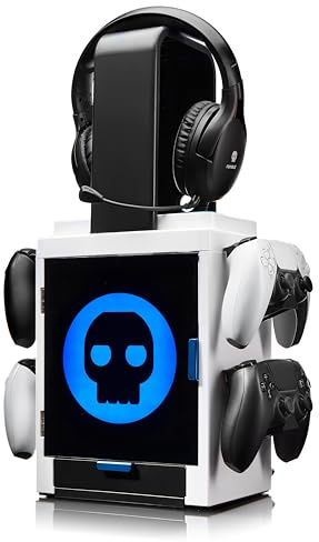 Numskull Armadietto da Gaming Con Luce LED Ispirato a PS5 – Porta Controller, Supporto per Cuffie e Organizer per PS4/PS5 & Xbox Series X|S – Con Impostazioni LED Multiple – Merchandising Ufficiale