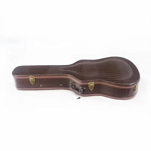 Custodia rigida per chitarra, 101,4 cm, in pelle marrone con motivo a coccodrillo jazz con interno felpato, custodia in legno, per accessori per chitarra elettrica, Marrone, Retro