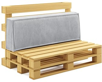 chilly pilley® Palettenkissen Palettenauflagen aus Cord für EU-Paletten - Abnehmbarer Bezug - Sitzkissen - Rückenlehnenkissen viele Farben (Hellgrau, Rückenkissen 120x40)