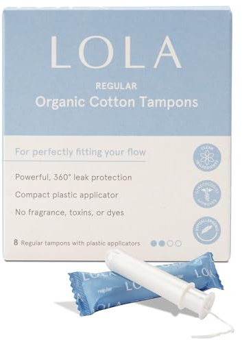 LOLA Organic Cotton Tampons, 8 Count - Tampons Regular, Period Feminine Hygiene Products, HSA FSA Approved Products Feminine Care…