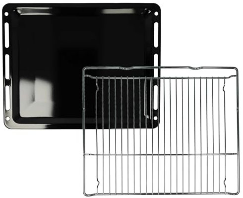 vhbw 1x Backblech, 1x Gitterrost (2-tlg. Set) kompatibel mit Siemens HS658GXS6/25, HS658GXS6/35 Backöfen - 45,5 x 36,1/37,5 x 3 cm