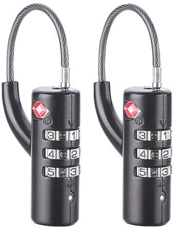 Maizoon TSA-zugelassenes Zahlenschloss, 3 digitale Reise, Business, Schule, für Gepäck, Rucksack, Tasche, Koffer, Gepäck, langlebig, Sicherheit, stilvoll, kompakt, Schwarz, 2 Stück