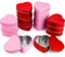 ASTARON 12 Pack 2oz Tarros Corazón con Tapa San Valentín, Tarros Corazón para Velas de San Valentín, Cajas en Forma de Corazón para Caramelos, Cajas de Metal para Velas (Rojo, Rosa)