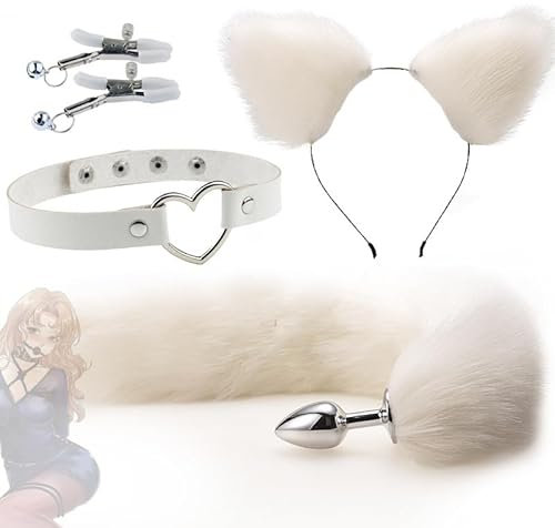 WreGmgg Cosplay Multifunktional White Fox Set, Cosplay Kostüm, 4-teiliges Set, Nylon, Einheitsgröße, Original Anime Ausstellung Z Performance Geschenk