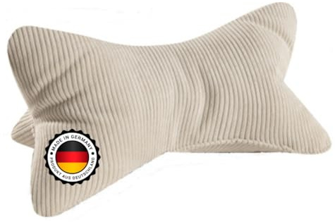 Bonvionn Leseknochen Selma | Cord Look | Natur | ergonomische Form für Nacken- oder Lendenstütze Flexible Stütze für Bücher, E-Books oder Tablets, gestreiftes Muster, Weich