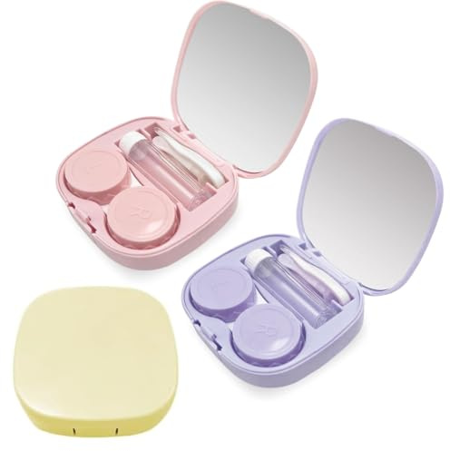 3 PCS Étui à lentilles de Contact Portable Hygiène Étui à lentilles de Contact Ensemble de Voyage avec Miroir pour Les Voyages Quotidiens comme Les Voyages et Le Travail