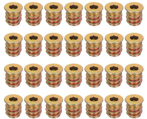 sourcing map Lot de 28 écrous filetés M4 x 10 mm pour bois – Vis en acier au carbone pour meubles – Écrous de fixation