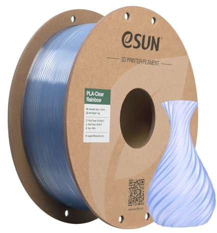eSUN Clear Rainbow PLA Filament 1.75mm, Transluzentes mehrfarbiges 3D Druck Filament 1KG Spule (2.2 LBS) für 3D Drucker, Eis Transparent Blau