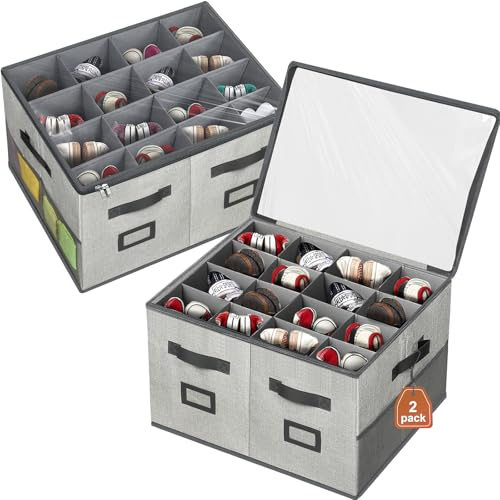 VERONLY 2 Pack Shoe Organizer for Closet, 16 Pairs Large Shoe Box Storage Containers, Fabric Foldable Shoe Storage Bins with Clear Cover, Adjustable Dividers for Shoes