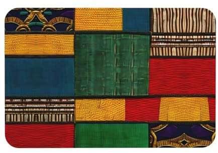 LXqlSS Tapis de sol de salle de bain imprimé patchwork de style africain, tapis de douche en terre de diatomite, tapis de bain en diatomite à séchage rapide