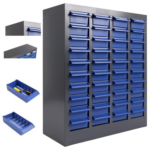 100 Drawer Nut and Bolt Organizer, 21 L X 9 W X 25 H Part Cabinet Bolt and Nut Tool Storage, SPCC Material Bolt Organizer Storage with Shelf and Label for Shop (40 Drawers)