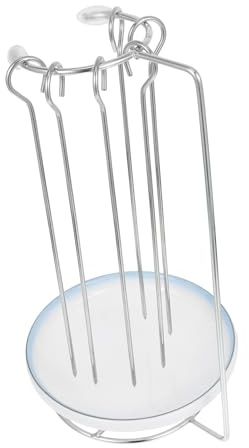 OHPHCALL Support Vertical pour Brochettes Barbecue Acier Inoxydable avec Plateau Porte Brochettes Suspendu Robuste pour Cuisson Extérieure de Viande Légumes et Poulet