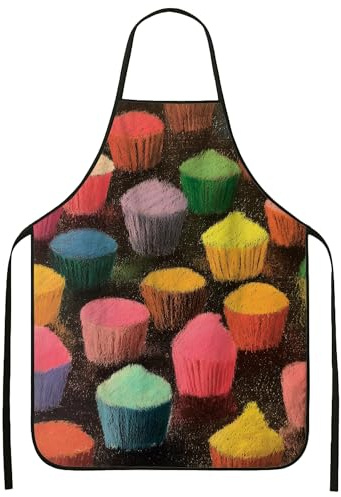 Delantal divertido para cocinar, diseño de postre multicolor, delantal de cocina para hornear, equipo culinario vibrante para adultos, Varios colores, 24x31 Inch