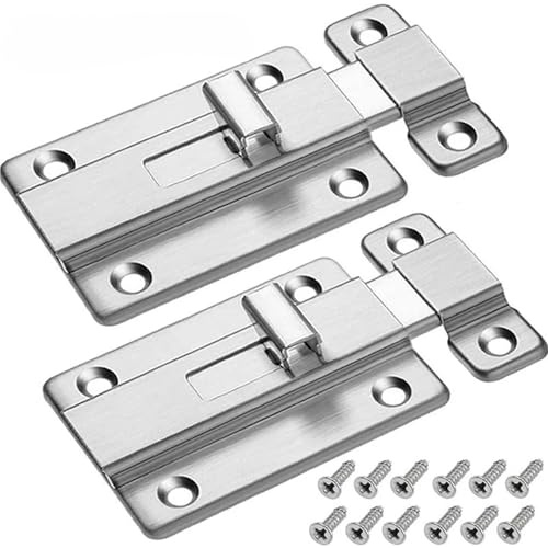 1 pestillo autoelástico de acero inoxidable for bisagras de gabinete, pernos de puerta de doble extremo, cerradura deslizante(4 Inch)