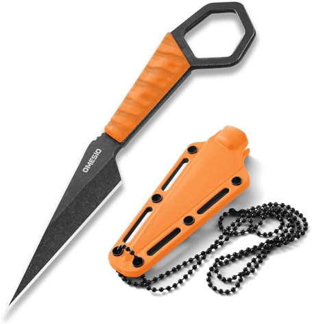 Omesio S-FC05 Coltello Da Collo, Lunghezza Lama 6,8 cm, Acciaio 5CR13MOV Coltello Da Collo EDC Outdoor Con Impugnatura in Abs Collana Da Campeggio per Escursionismo