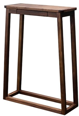 YCYRF Consola Recibidor Maciza de Nogal con Cajones, 58 cm, Mesa Consola Estrecha y Pequeña para Recibidor, Ideal para Pasillo, Salón o Recibidor, Estructura Trapezoidal, 65X25X85cm