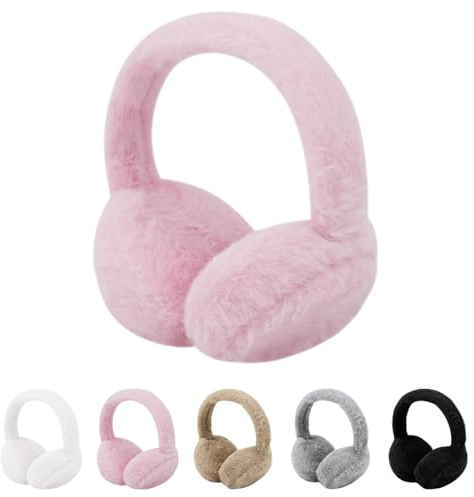 Cosiesnest Winter Fluffy Ear Muffs Plush Soft Women's Earmuffs Windproof Outdoor Ear Warmers Fit Skiing Running Ears Covers Protector for Women Men Kids (Pink)