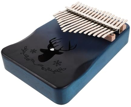 Cabilock Kalimba Daumenklavier Tasten aus Massivem Holz mit Blauem Farbverlauf Tragbares Fingerpiano für Anfänger und Profis Doppelfingrig Spielbar Resonanter Klang Mobiles Musikinstrument