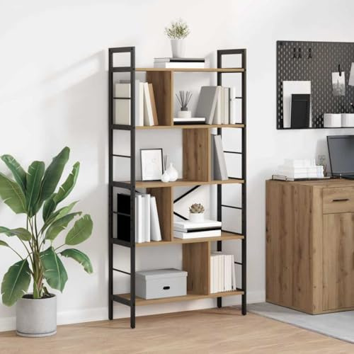 Owoxanthellate Bücherregal 75 x 30 x 156 cm Artisan-Eiche Massiver Stahlrahmen Modernes Industrie-Design Robuste Standregal mit 9 Fächern Langlebig & Vielseitig für Wohnzimmer Büro Flur