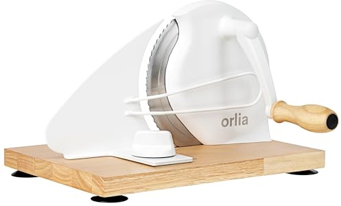 orlia Manual Bread Slicer for Homemade Bread – Adjustable Thickness, Even Slicing Hand-Crank Bread Cutter with Scale Guide, Serrated Blade & Secure Base