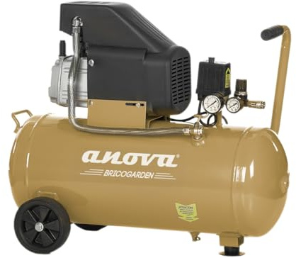 BRICOGARDEN - Compresor de aire Eléctrico | 2 HP / 1.5 KW | 230 V / 50 HZ | 50 L | Revoluciones Máximas 2850 RPM | Para Inflado de Neumáticos, Herramientas Neumáticas y Pintura | Diseño Robusto