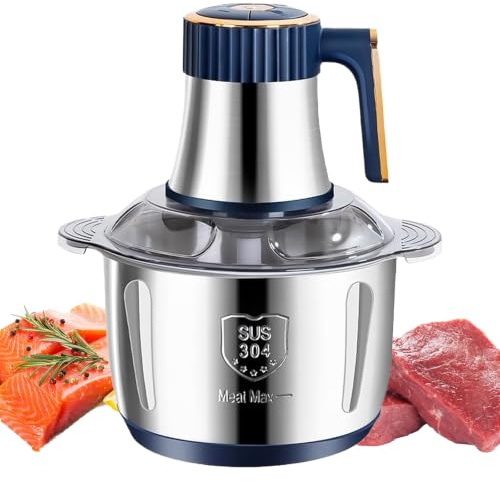 5L Electric Food Processor Meat Grinder Vegetable Chopper 500W | 6 stainless steel blades, SUS304 bowl, 5 speeds, anti-slip base, removable parts, low-noise design