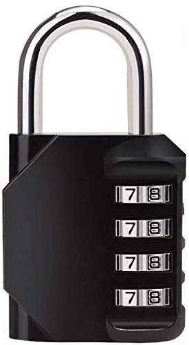 sunerly cerradura de combinación, candado de seguridad anti óxido (4 dígitos,, mental y chapado en acero, resistente al agua diseño para escuela, gimnasio, Locker
