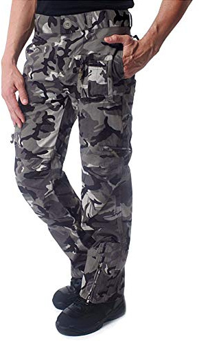 CRYSULLY Cargo Work Pants for Men Tactical Hiking Trousers Stretch Fall Winter Hiking Relaxed fit Pants Camo 38