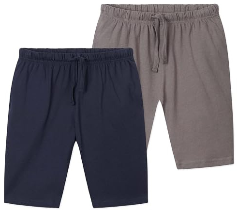 CityComfort Shorts Pyjamas for Boys Teens Pack of 2 PJs Summer Casual Lounge Wear Soft Jersey Pyjama Shorts with Pockets (Navy/Charcoal, 9-10 Years)