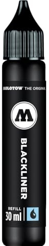 Molotow Blackliner Refill 30 ml (för att fylla på Blackliner Brush, högpigmenterad, dokumentäkta bläck), svart