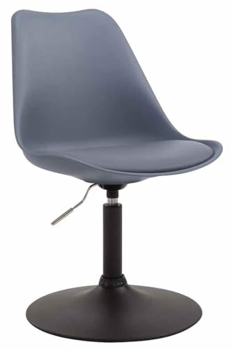 CLP Esszimmerstuhl Maverick Kunststoff I höhenverstellbarer Lehnstuhl I Drehstuhl mit Trompetenfuß I Sitzhöhe von ca. 43-48 cm | Farbe grau Gestell Farbe schwarz