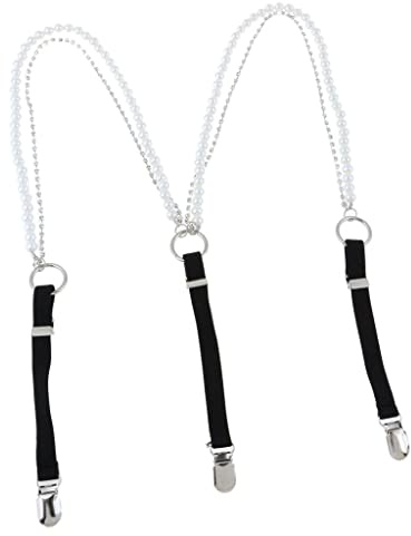 Hellery Elastisches Hosenträgerhemd Der Perle Diamante Hosenträger für Frauenhosenhosen , Schwarz, 22x1,4 cm