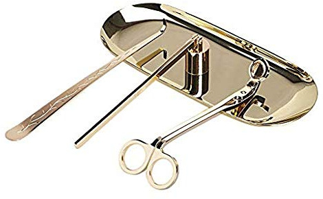 Edelstahl-Kerzenzubehör-Set, Kerzendocht-Trimmer, Kerzenlöscher zur Aufbewahrung, Kerzen-Set, Geschenk für Kerzenliebhaber, gold