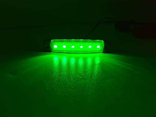 JinXiu 10 Stück 9,7 cm 6 LED Blinker Licht Seitenblinker Leuchte Anhänger Marker Licht Bernstein hintere Seitenmarkierungsleuchte LKW Cab Marker Licht Wohnmobil Marker Licht (Grün)