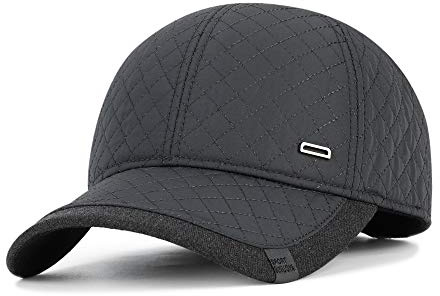 Baseball Cap Herren Wintermütze mit Ohrenklappen Verstellbare Baseballmütze Outdoor Sport Schirmmütze Ohrenschützer Winddichter Basecap Winter Warme Kappe Einfarbiger Herrencap für Alltag Freizeit