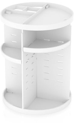 INTIRILIFE 360 Grad rotierbarer Make-Up Organizer in Weiß - 30 x 23 cm - Kosmetik Aufbewahrungsbox für Schmuck Accesoires Make-Up und Hautpflegeprodukte