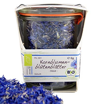 direct&friendly | Bio Kornblumenblütenblätter im Weckglas mit Geschenkkarton | wiederverwendbar | plastikfreie Verpackung