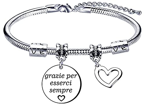Lumengqi Regalo Laurea Bracciale Regalo Amica Bracciale Amica Regali per la Moglie Fidanzata Sorella Compagno Classe Amica Braccialetti Amicizia Ciondolo Grazie per esserci sempre Regali Natale