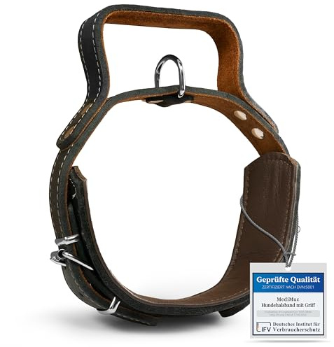 Hundehalsband mit Griff aus Leder L x B 65 x 6cm Griffhalsband innen gepolstert