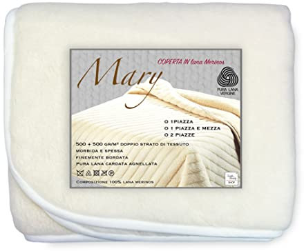 Tex family Coperta Mary in Vera Lana Merinos 1000 gr. Pura Lana Vergine - 2 PIAZZE - Cm. 250x230