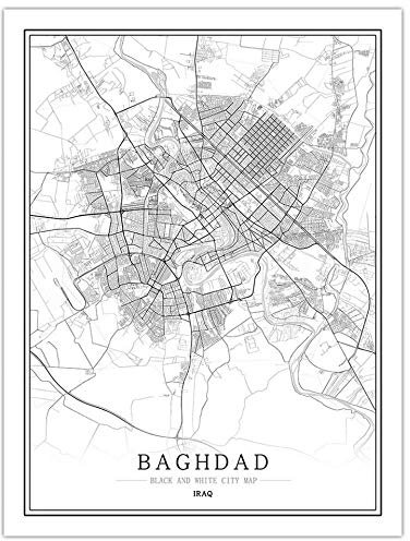 1000 Teile Holzpuzzle Für Erwachsene,Hölzerne Bagdad-Irak-Stadt-Puzzles, Klassisches Schwarz-Weiß-Karten-Puzzle-Board, Unmögliche Premium-Puzzles, Geschicklichkeitsspielzeug Für Die Ganze Famili