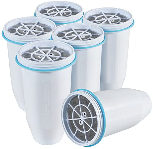 Wasserfilterkartuschen Ersatz kompatibel mit ZeroWater Filterkrug ZR-017 ZP-010, entfernen 99,9% Blei, Chlor, Fluorid, Schwermetalle, PFOA/PFOS, BPA-frei, TÜV-zertifiziert, 6 Stufen (6 Stück )