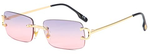 kachawoo Kleine Retro-Sonnenbrille, rechteckig, randlos, Vintage, männlich, weiblich, Sonnenbrille, UV400, rahmenlose Geburtstagsgeschenke für Mädchen